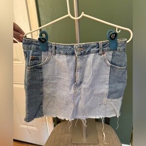 Womens Topshop Moto Two Toned High Rise Denim Skirt US Sz 8